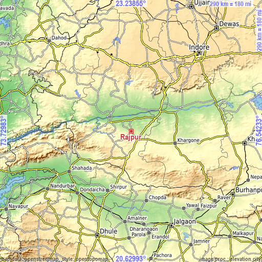 Topographic map of Rajpur