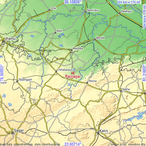 Topographic map of Rājnagar