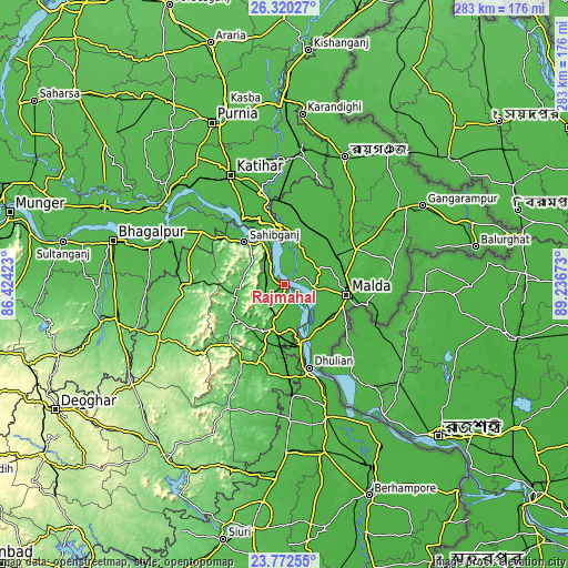 Topographic map of Rājmahal