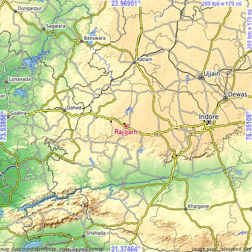 Topographic map of Rājgarh