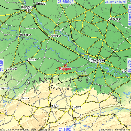 Topographic map of Rājāpur