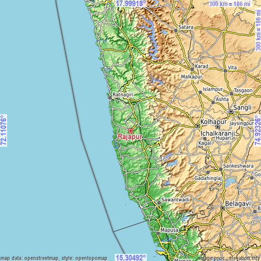 Topographic map of Rājāpur