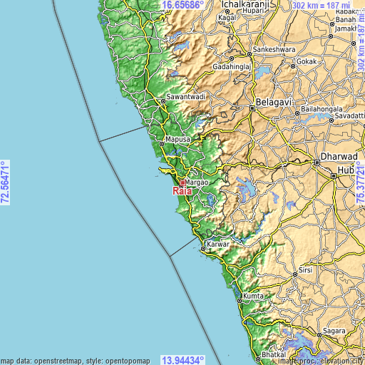 Topographic map of Raia