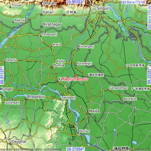 Topographic map of Raghunāthpur
