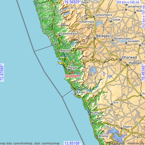 Topographic map of Quepem