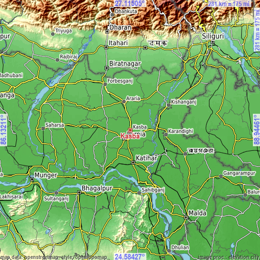 Topographic map of Kasba