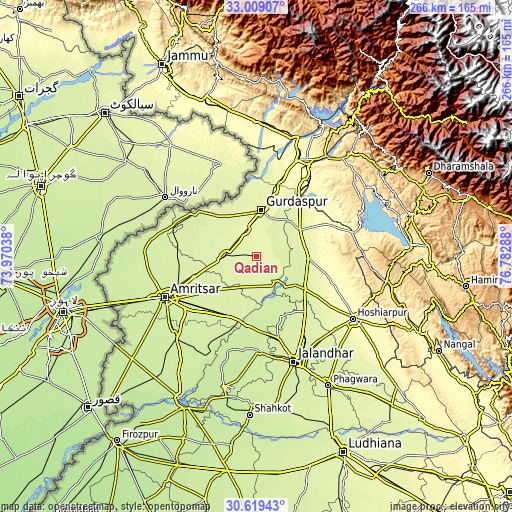 Topographic map of Qādiān