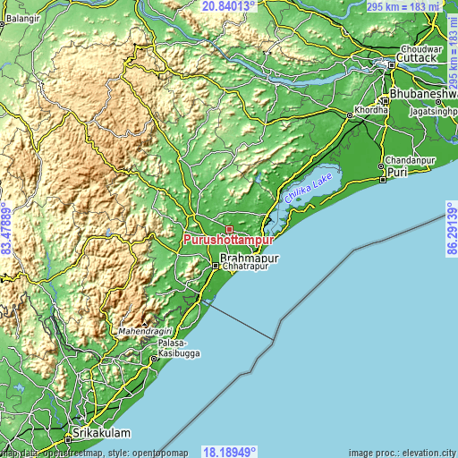 Topographic map of Purushottampur