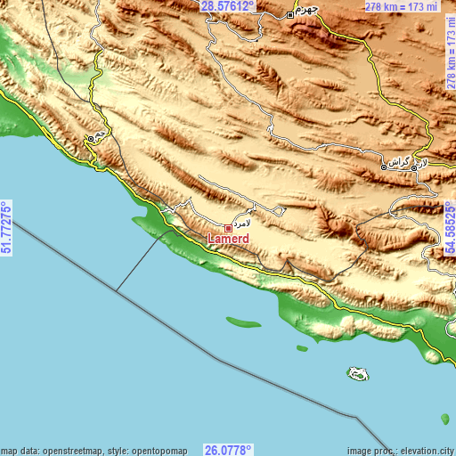 Topographic map of Lāmerd