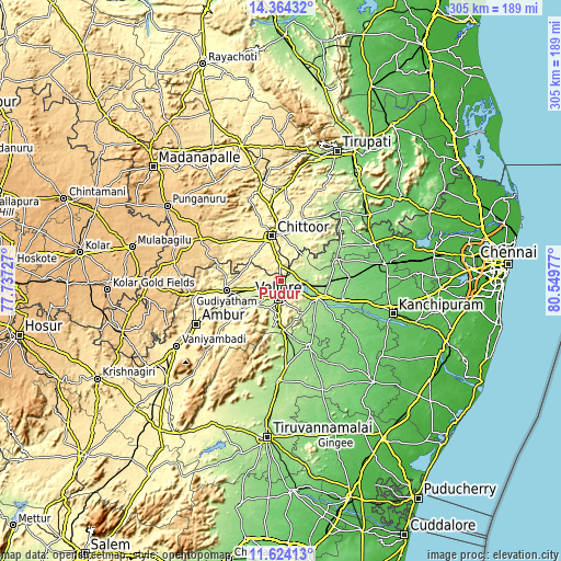 Topographic map of Pudūr