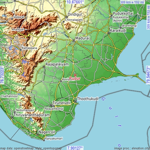 Topographic map of Pudūr