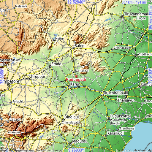 Topographic map of Puduppatti