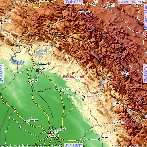 Topographic map of Dasht-e Lati