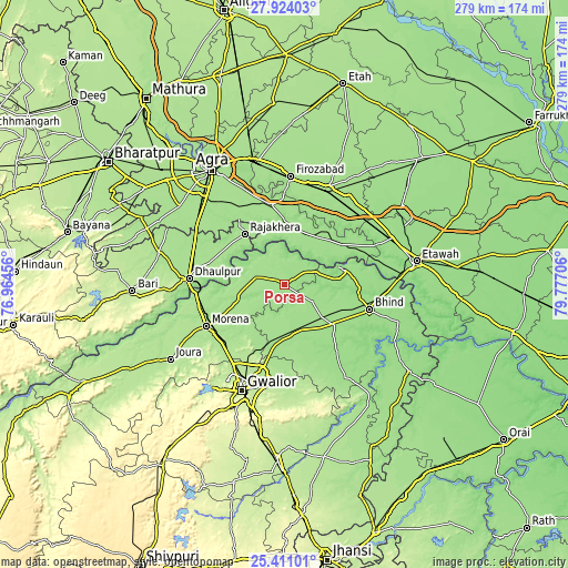 Topographic map of Porsa