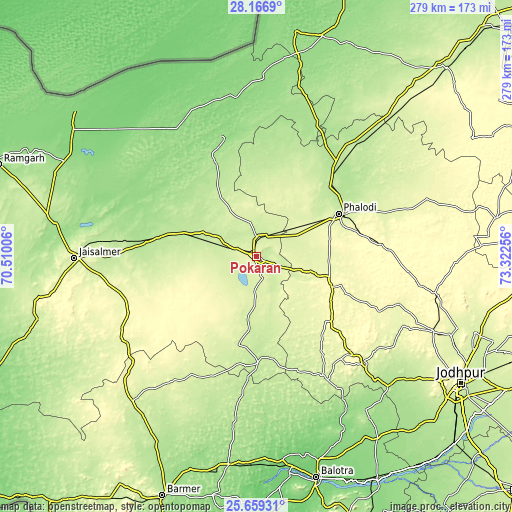 Topographic map of Pokaran