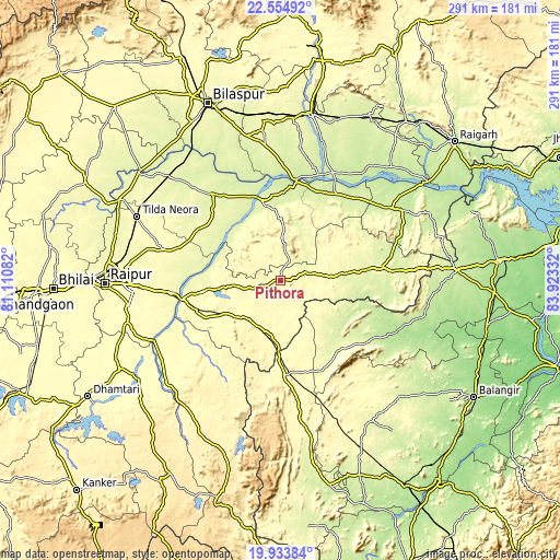 Topographic map of Pithora