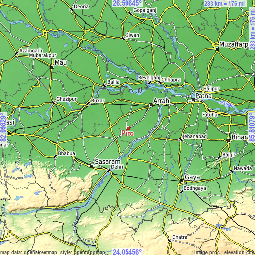 Topographic map of Piro