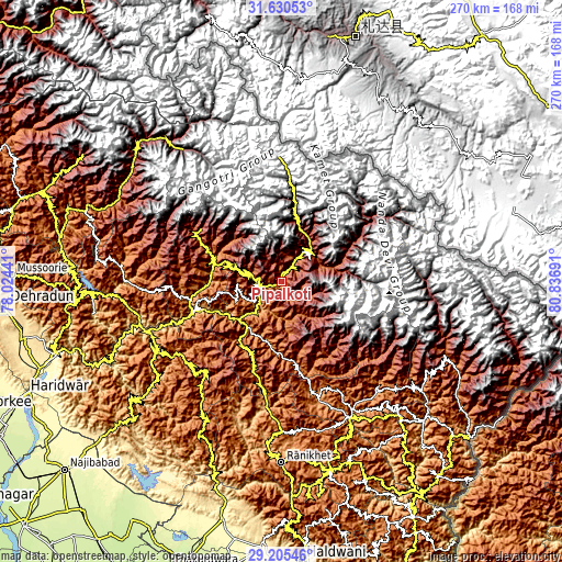 Topographic map of Pīpalkoti