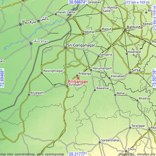 Topographic map of Pilibangan