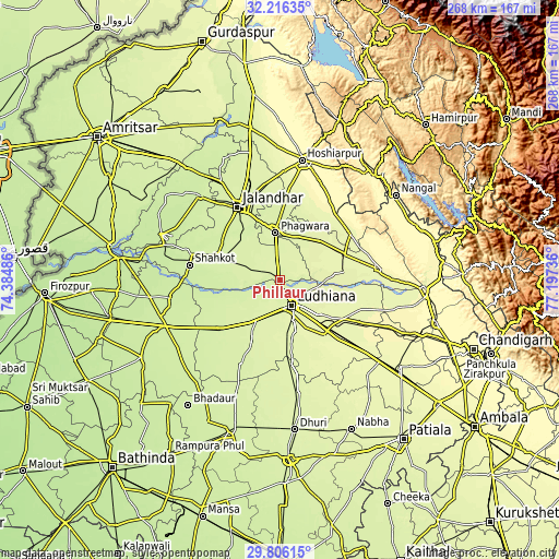 Topographic map of Phillaur