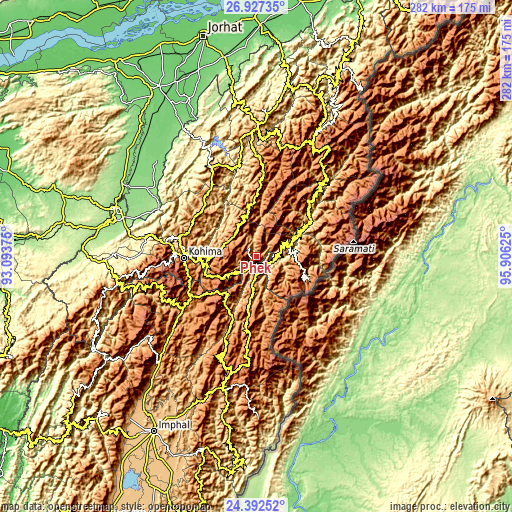 Topographic map of Phek