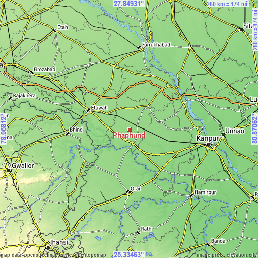 Topographic map of Phaphūnd