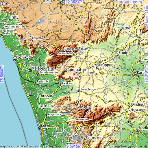 Topographic map of Perūr