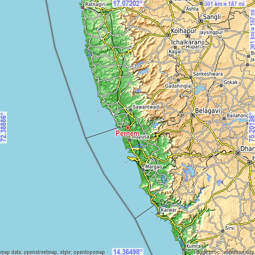 Topographic map of Pernem