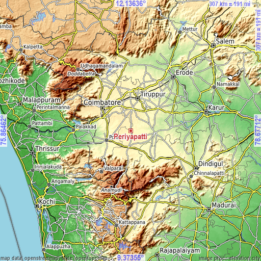 Topographic map of Periyapatti