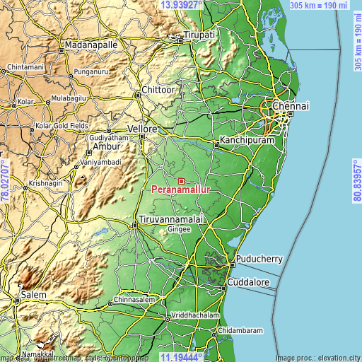 Topographic map of Peranamallūr