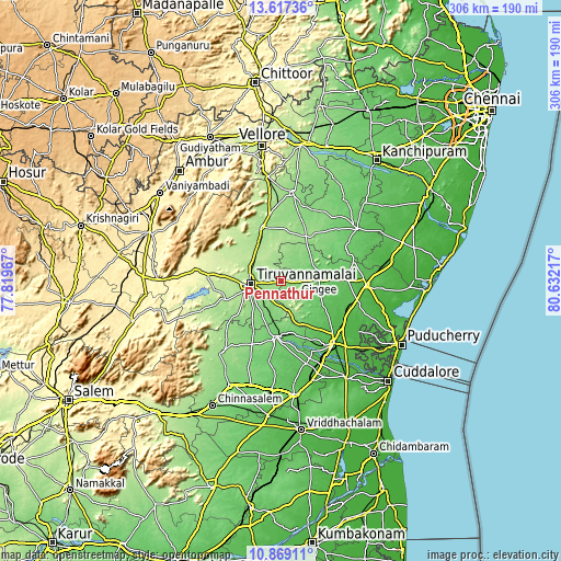 Topographic map of Pennāthur