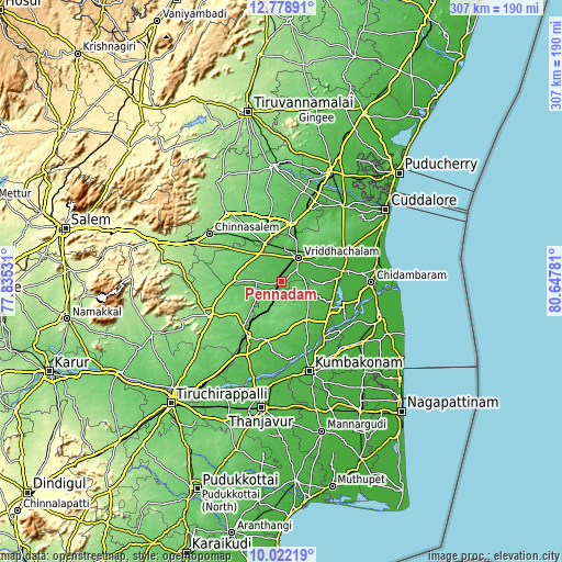 Topographic map of Pennādam