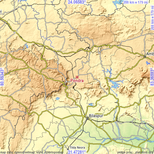 Topographic map of Pendra