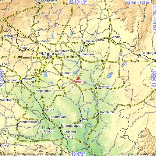 Topographic map of Pawni
