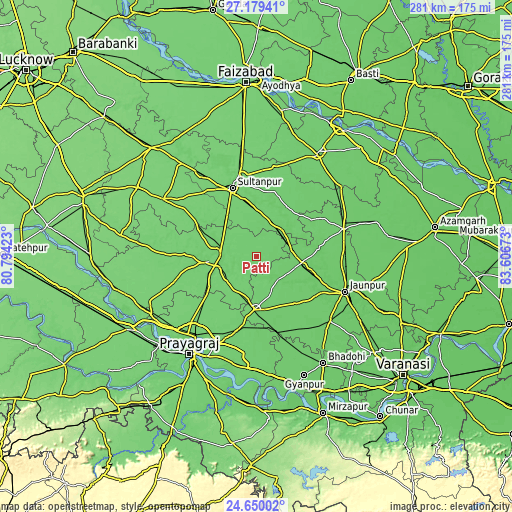 Topographic map of Patti
