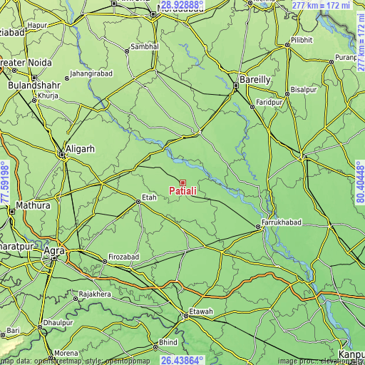 Topographic map of Patiāli