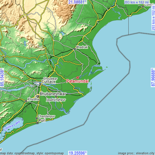 Topographic map of Patāmundai