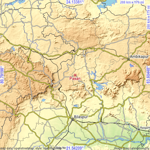 Topographic map of Pasān