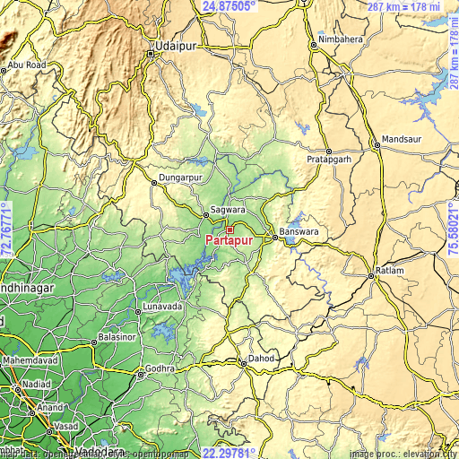 Topographic map of Partāpur