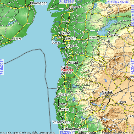 Topographic map of Parnera