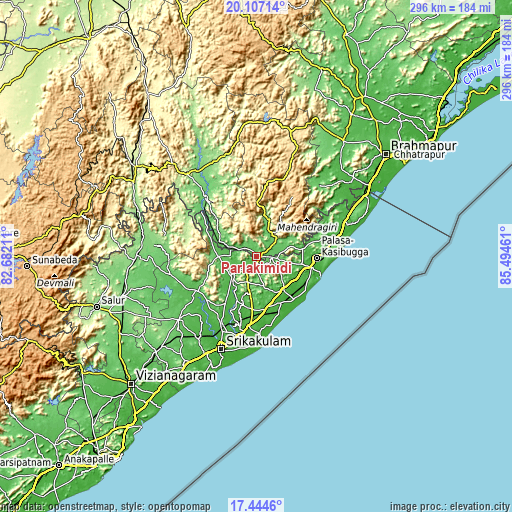 Topographic map of Parlākimidi