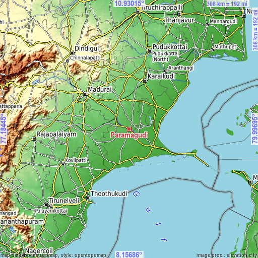 Topographic map of Paramagudi