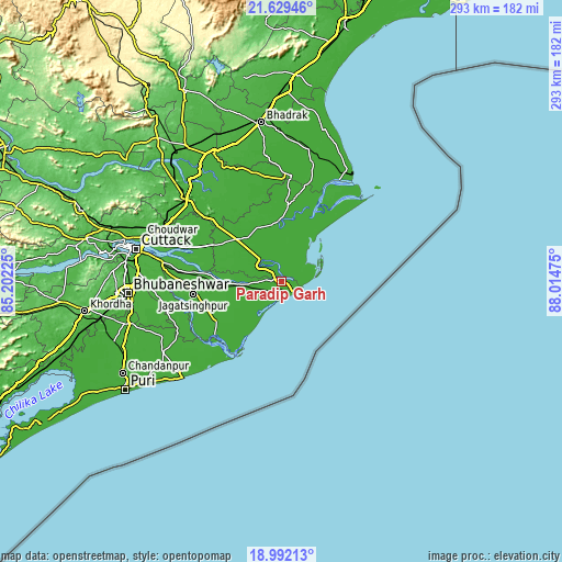 Topographic map of Parādīp Garh