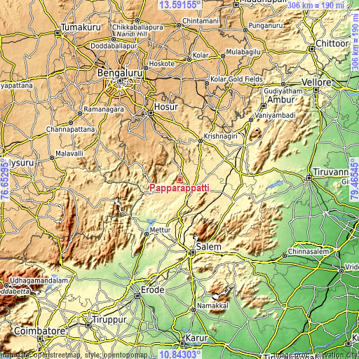 Topographic map of Pāppārappatti