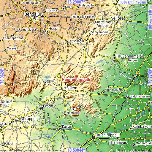 Topographic map of Pāpireddippatti