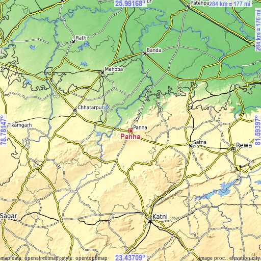 Topographic map of Panna