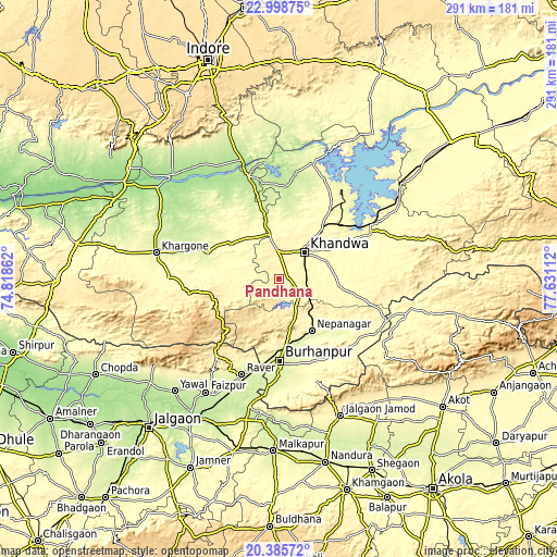 Topographic map of Pandhāna