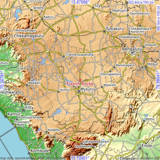 Topographic map of French Rocks