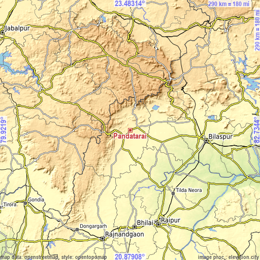 Topographic map of Pāndātarai