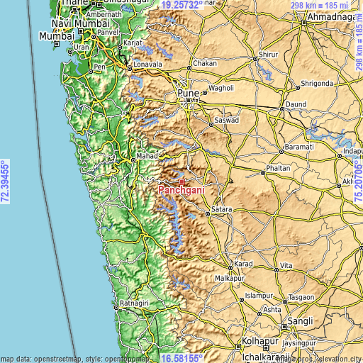 Topographic map of Pānchgani